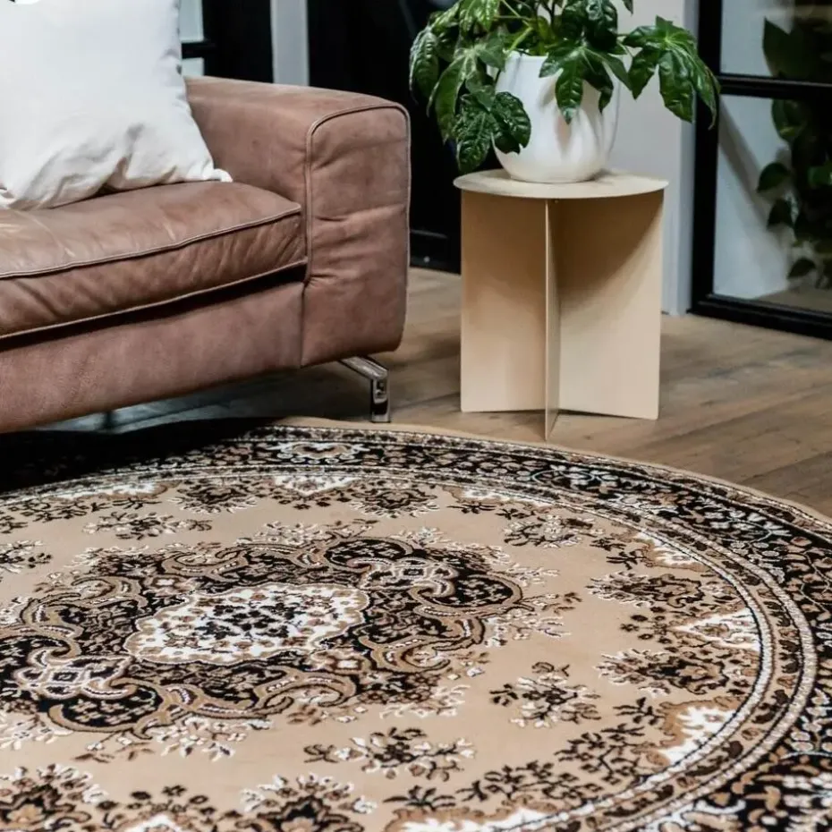 Interieur05 rond vintage Vloerkleed Nain Perzisch bruin - 100 x 100 cm