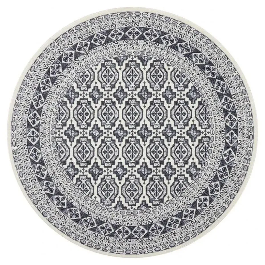 Interieur05 rond vintage vloerkleed Marad grijs/Aantraciet - 200 x 200 cm