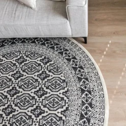 Interieur05 rond vintage vloerkleed Marad grijs/Aantraciet - 200 x 200 cm