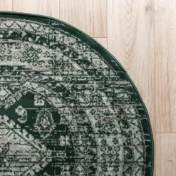 Interieur05 rond vintage vloerkleed Aila groen - 240 x 240 cm