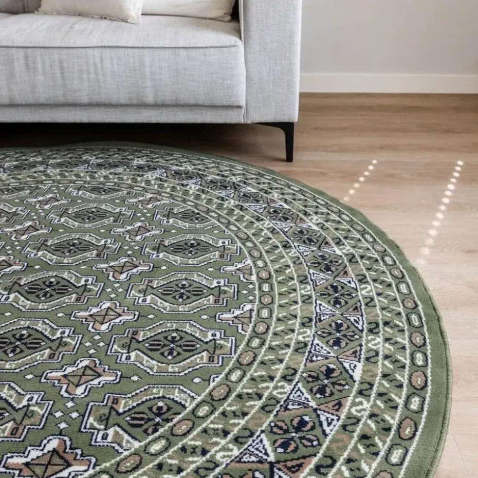 Interieur05 rond vintage vloerkleed Marad groen - 160 x 160 cm