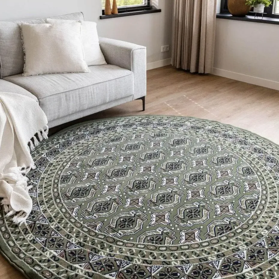 Interieur05 rond vintage vloerkleed Marad groen - 160 x 160 cm