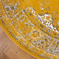 Interieur05 rond vloerkleed Keshan geel - 190 x 190 cm