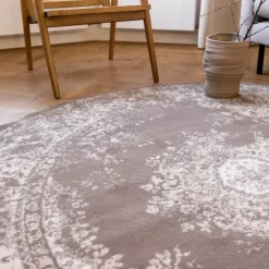 Interieur05 rond vloerkleed Keshan taupe/bruin - 160 x 160 cm