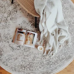 Interieur05 rond vloerkleed Keshan zand/beige - 160 x 160 cm