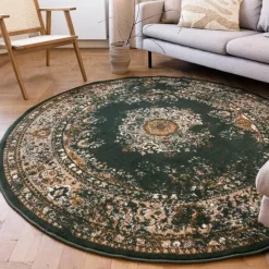 Interieur05 rond vloerkleed Keshan groen - 190 x 190 cm