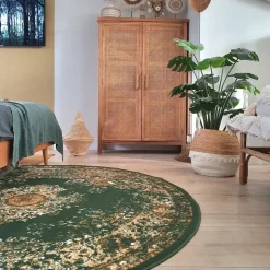Interieur05 rond vloerkleed Keshan groen - 190 x 190 cm