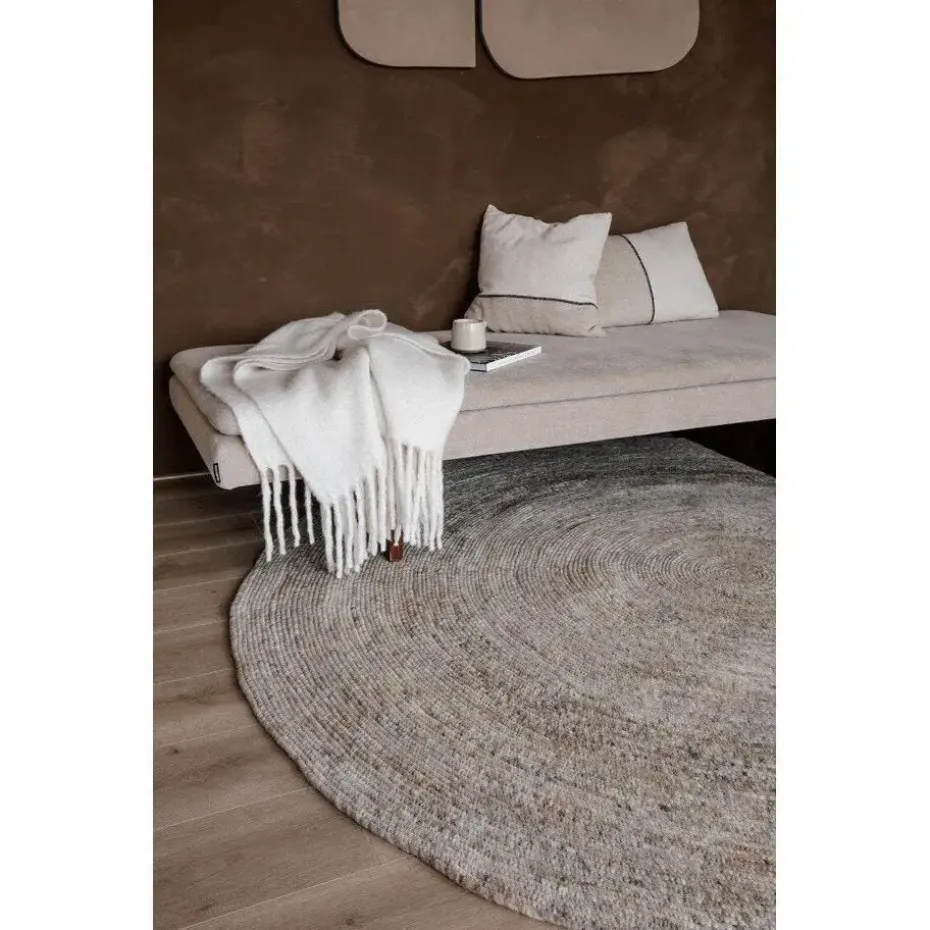 Interieur05 rond vloerkleed Gapo grijs/bruin - 250 x 250 cm