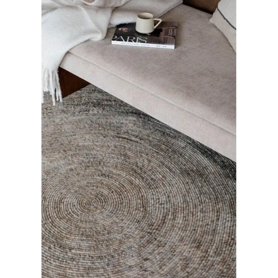 Interieur05 rond vloerkleed Gapo grijs/bruin - 250 x 250 cm