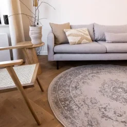 Interieur05 rond vloerkleed Keshan zand/beige - 240 x 240 cm