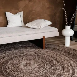 Interieur05 rond vloerkleed Gapo donkerbruin - 220 x 220 cm