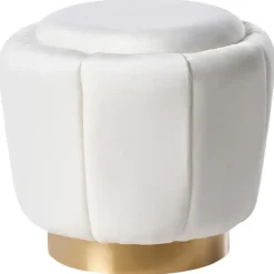 IRVING - Poef - Wit - 43 cm - Fluweel