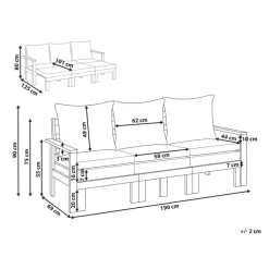 ISOLELLO - Tuinbank met kussens - Lichtbeige - Acaciahout