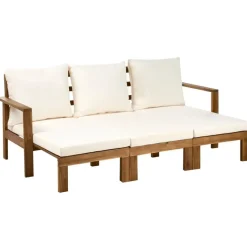 ISOLELLO - Tuinbank met kussens - Lichtbeige - Acaciahout