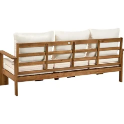 ISOLELLO - Tuinbank met kussens - Lichtbeige - Acaciahout