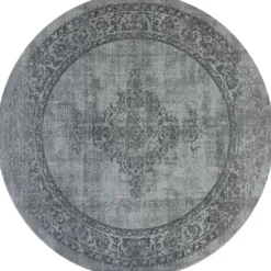 Istanbul Vintage - Laagpolig Vloerkleed - Retro Tapijt - Grijs - 300 CM ROND