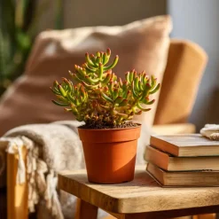 Jadeplant - Set van 2 - Crassula ovata 'Hobbit' - Hoogte 10-20cm - ⌀12cm