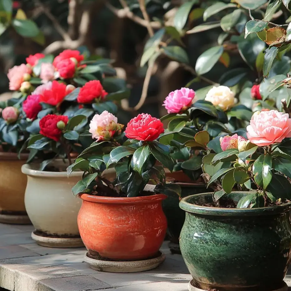 Japanse Roos - Set van 6 - Camellia japonica - Hoogte 25-40cm - ⌀9cm