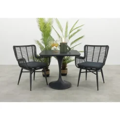 Jasmine/Toscara bistroset 80x80 cm. - Zwart/Keramiek