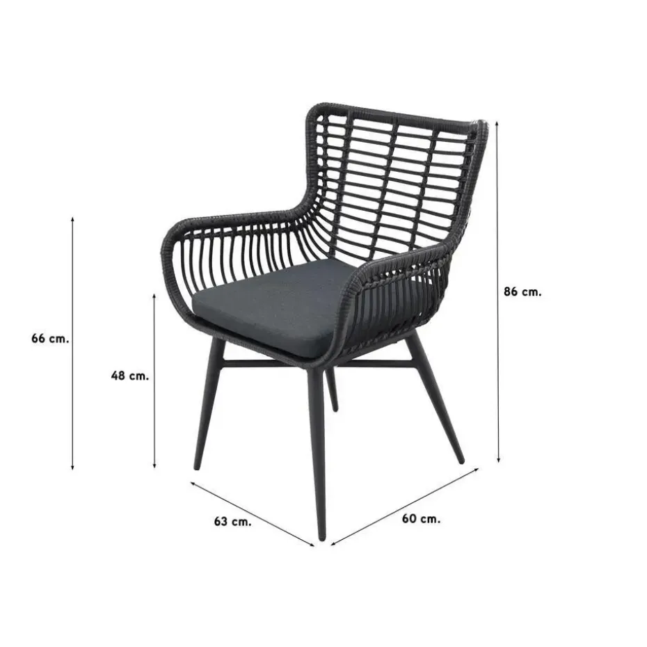 Jasmine/Toscara bistroset 80x80 cm. - Zwart/Keramiek