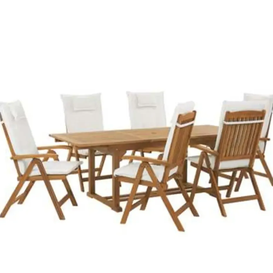 JAVA - Tuinset voor 6 - Lichte houtkleur/Wit - Acaciahout