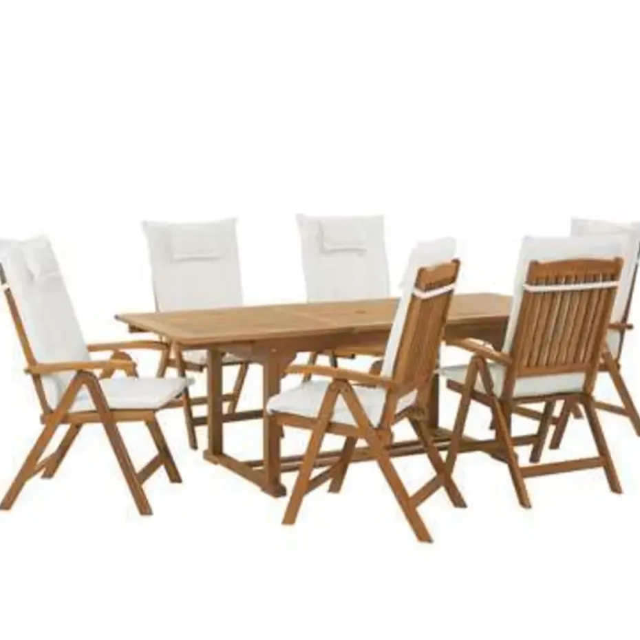 JAVA - Tuinset voor 6 - Lichte houtkleur/Wit - Acaciahout