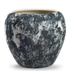 Jodeco Plantenpot Marble - wit/zwart - keramiek - 24x22 cm