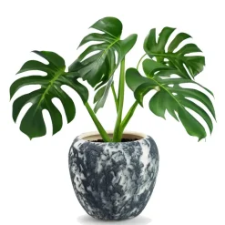 Jodeco Plantenpot Marble - wit/zwart - keramiek - 24x22 cm