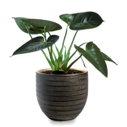 Jodeco Plantenpot/bloempot Beau - zwart/goud - keramiek - 24x22cm