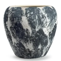 Jodeco Plantenpot/bloempot Marble - wit/zwart - keramiek - D29 x H26 cm