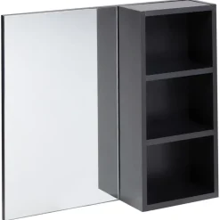 JOINVILLE - Badkamerwandkast met spiegel - Zwart - Vezelplaat