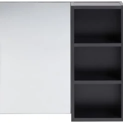 JOINVILLE - Badkamerwandkast met spiegel - Zwart - Vezelplaat