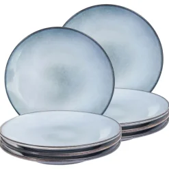 JUNIPER - Dinerborden set van 8 - Lichtblauw - Steengoed