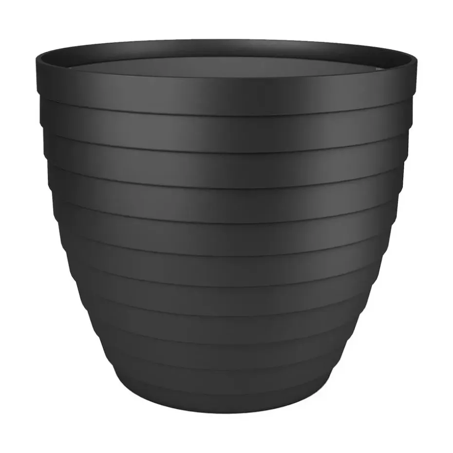 Juypal Hogar Plantenpot - zwart - kunststof - D25 x H22,3 cm