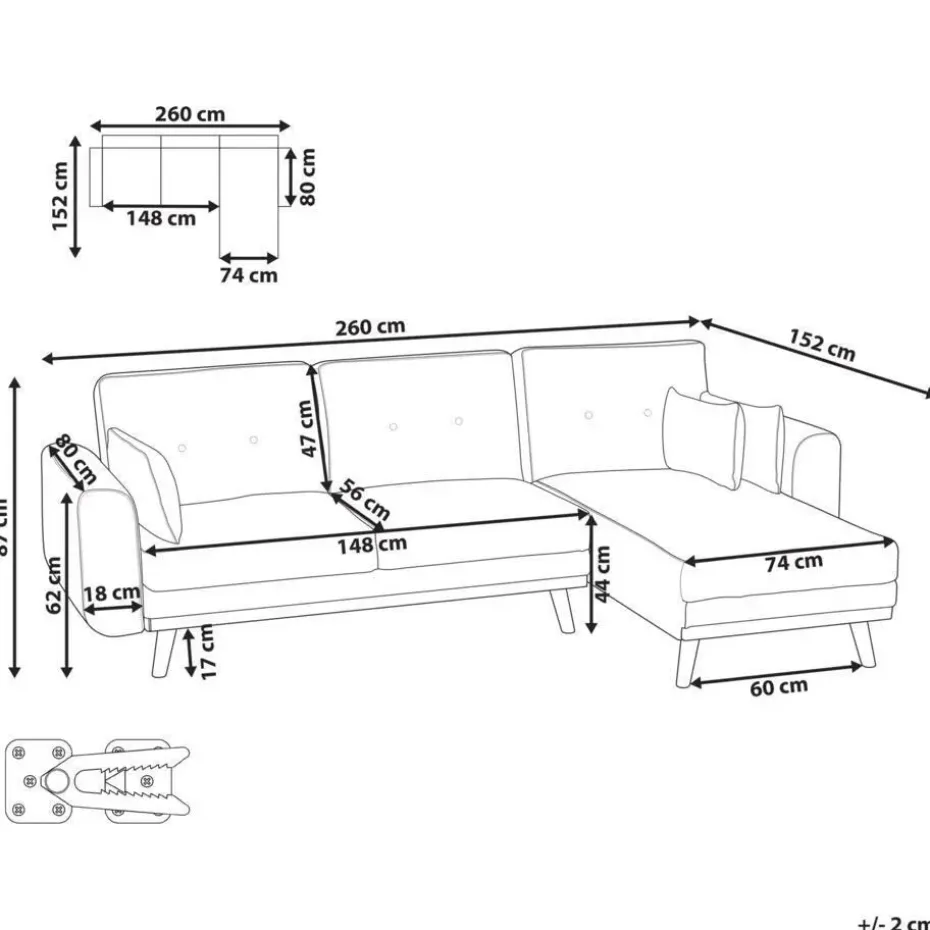 KAARINA - Hoekbank - Lichtbruin - Linkszijdig - Polyester