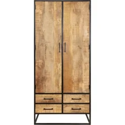 Kabinetkast Naturel Hout/Metaal - 90x45x200cm - Denver