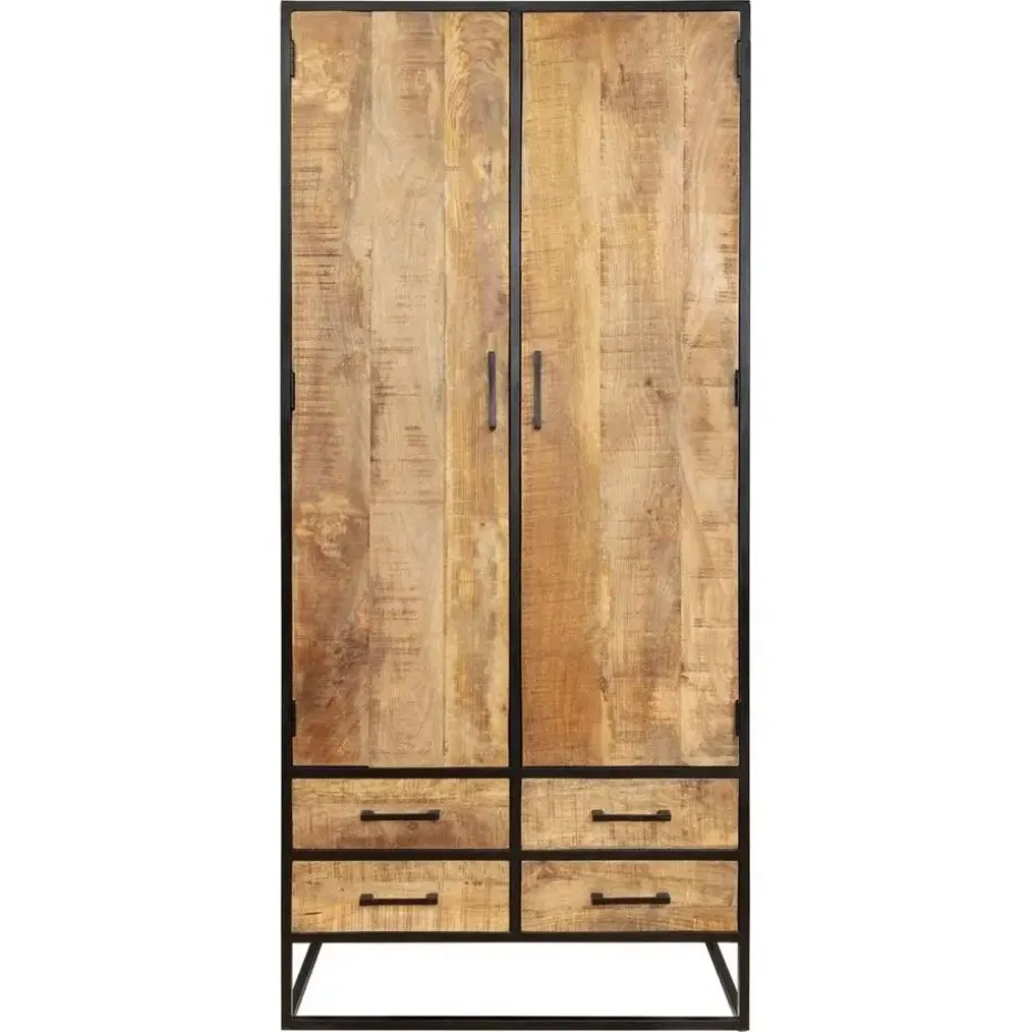 Kabinetkast Naturel Hout/Metaal - 90x45x200cm - Denver