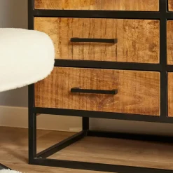 Kabinetkast Naturel Hout/Metaal - 90x45x200cm - Denver