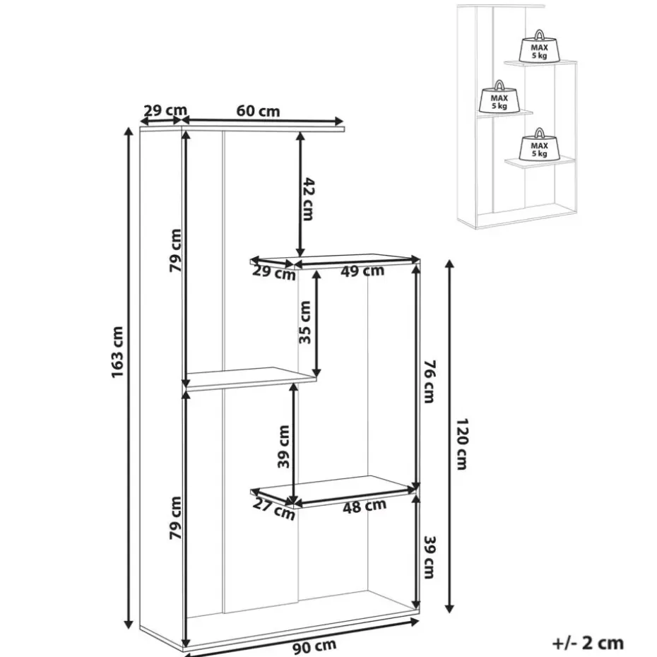 KAHNTAH - Boekenkast - Lichtbruin - Spaanplaat