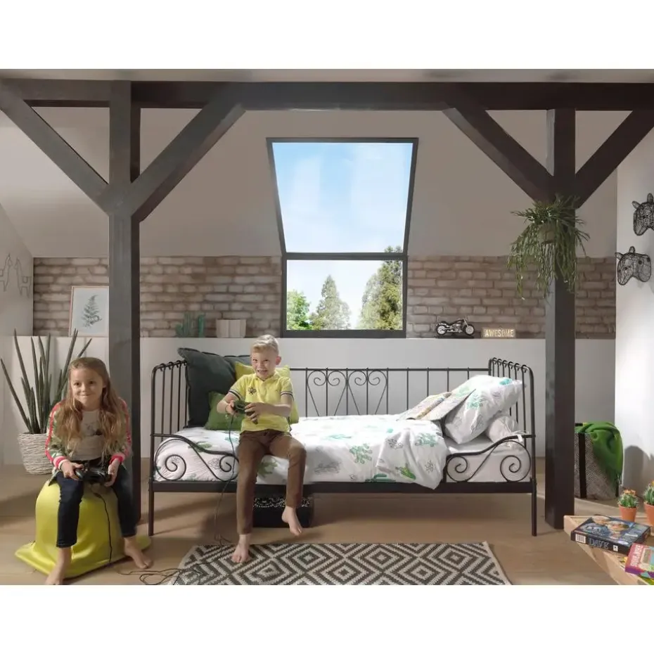 Kajuitbed Alice 90x200 cm metaal - zwart