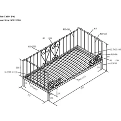 Kajuitbed Alice 90x200 cm metaal - zwart