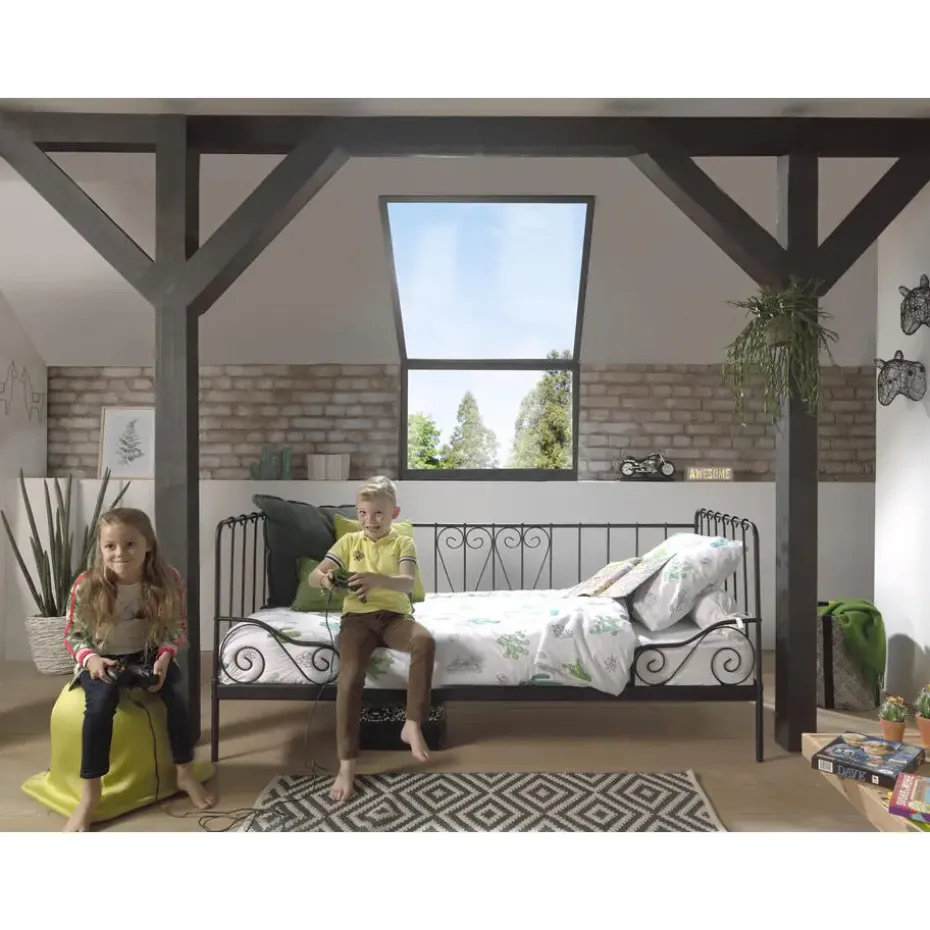 Kajuitbed Alice 90x200 cm metaal - zwart