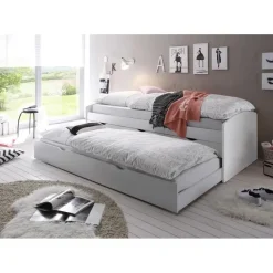 Kajuitbed Nasri 90x200 met bedlade - wit
