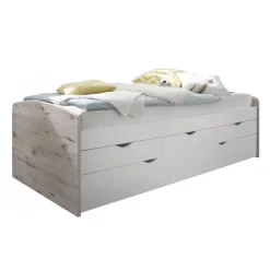 Kajuitbed Nasri 90x200 met bedlade - zandeik/wit