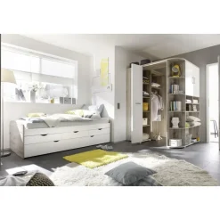 Kajuitbed Nasri 90x200 met bedlade - zandeik/wit