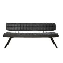 Kalfort Eetkamerbank Guillaume industriële zwart PU 180x54x83cm