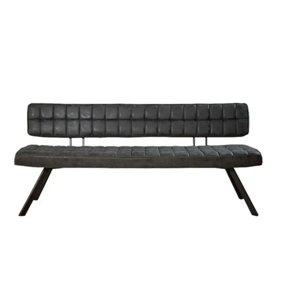 Kalfort Eetkamerbank Guillaume industriële zwart PU 180x54x83cm