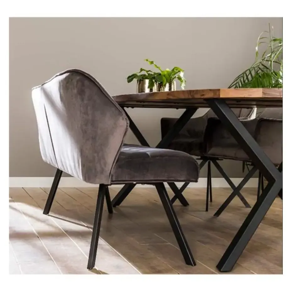 Kalfort Eetkamerbank Kelly velvet antraciet 190x59x84cm