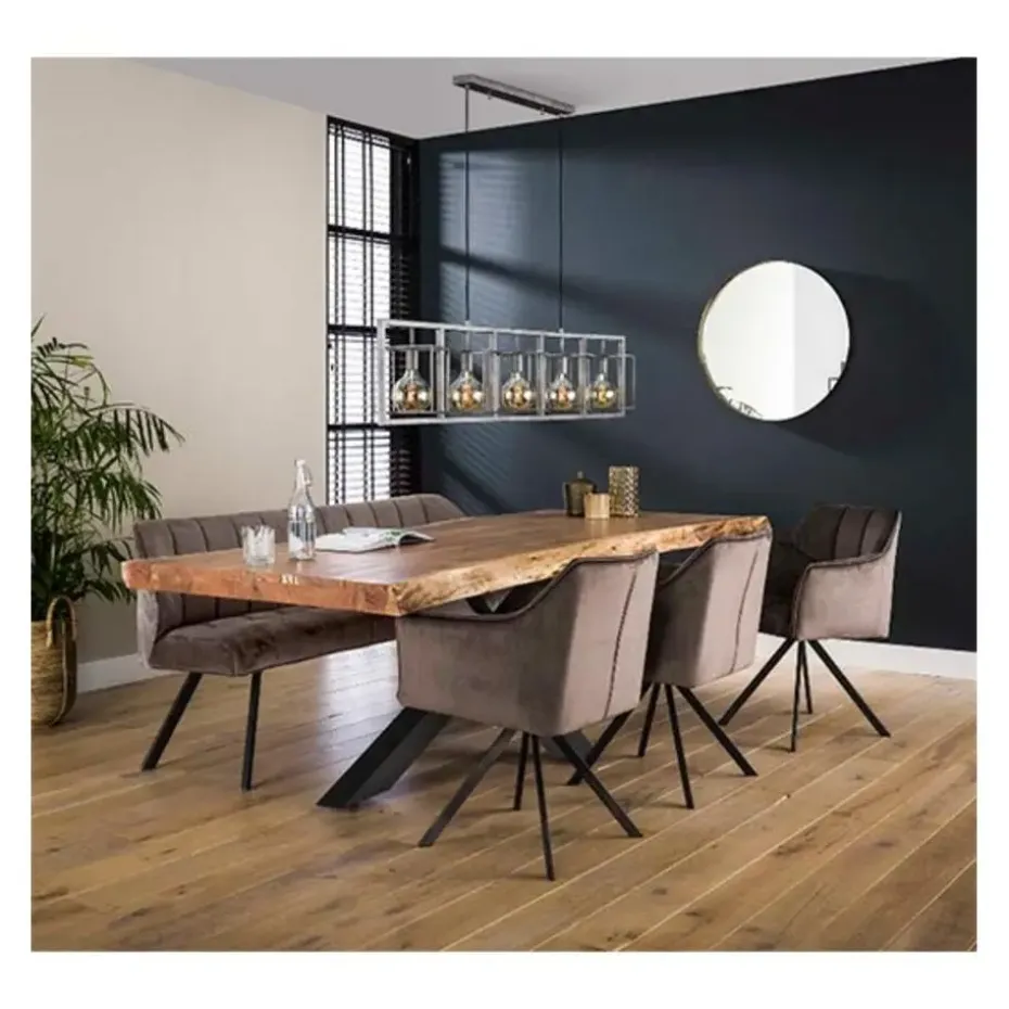 Kalfort Eetkamerbank Kelly velvet antraciet 190x59x84cm