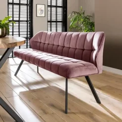 Kalfort Eetkamerbank Kelly velvet roze 190x59x84cm